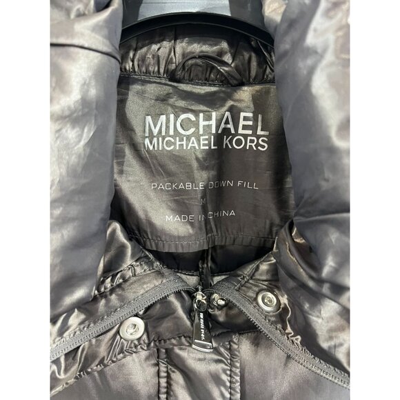 Michael Kors Womens Packable Down Jacket Puffer Style M Metallic Gray - Picture 3 of 11